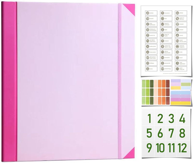 misonia The Life Book Document Organizer - Binder for Important Documents, Document Organizer Foliofor Bills Checks Birth Certificates etc (Pink) - Image 1